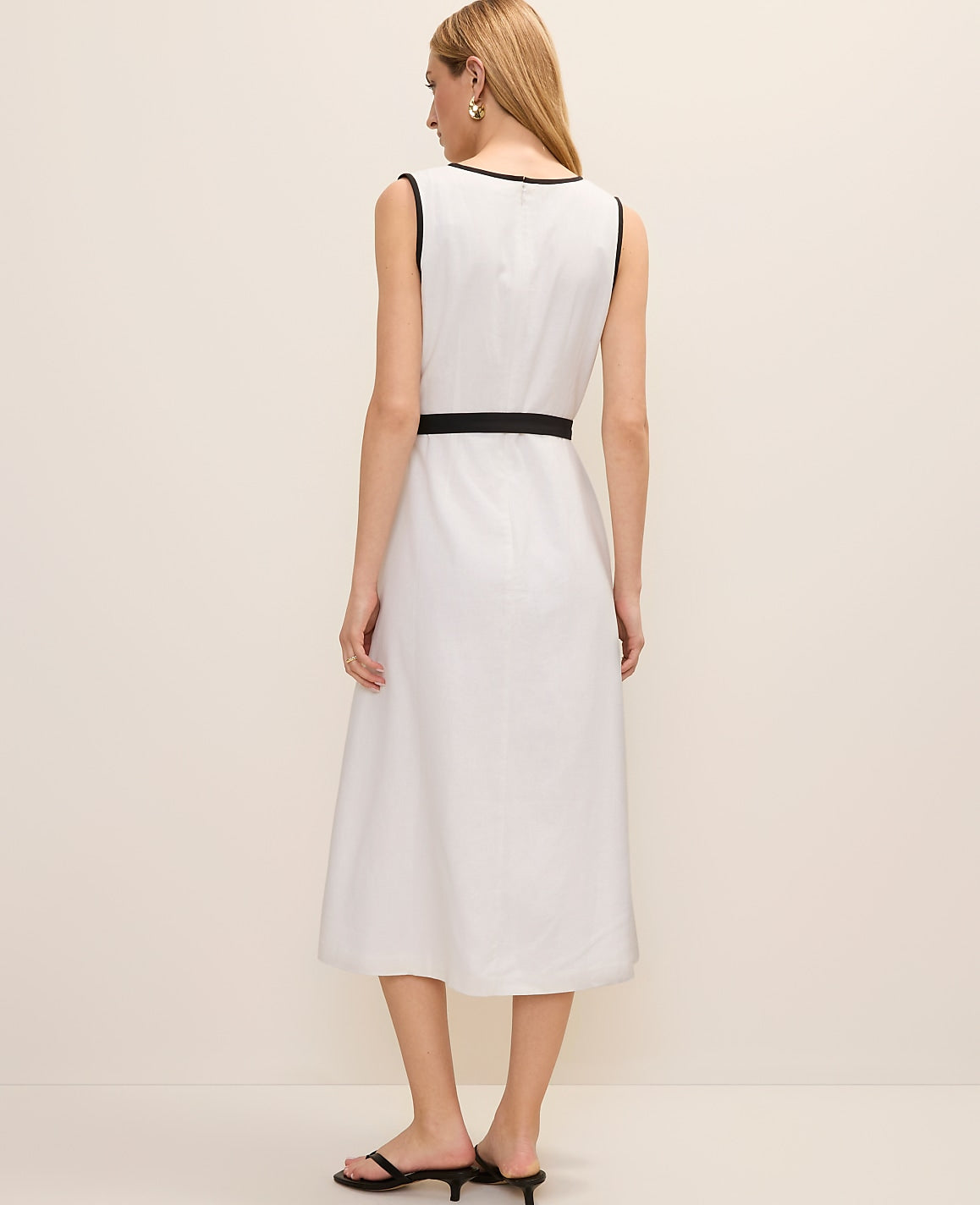Belted Midi Dress in Linen Blend | Ann Taylor