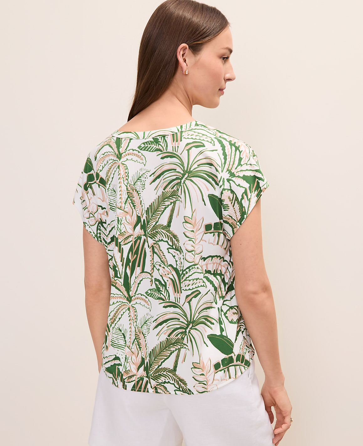 Palm Print Mixed Media Top | Ann Taylor