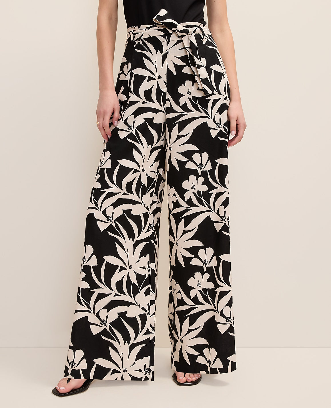 The Wide-Leg Paperbag Pant in Floral Linen Blend | Ann Taylor