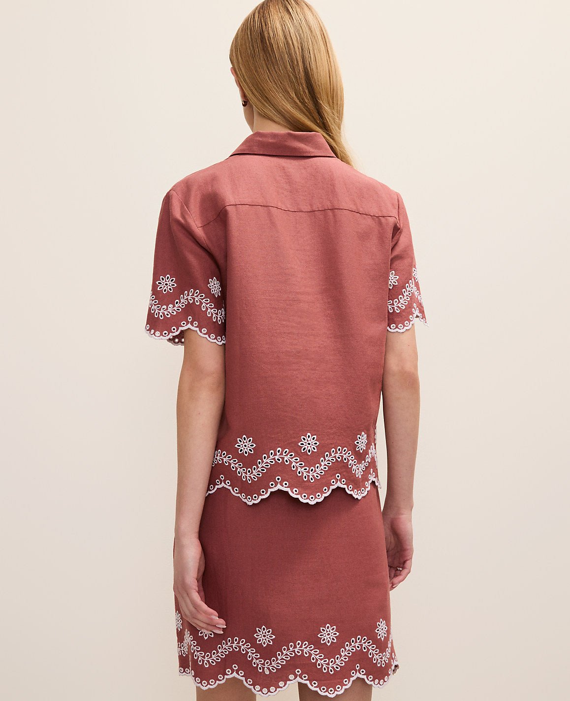 Eyelet Collared Blouse in Linen Blend | Ann Taylor