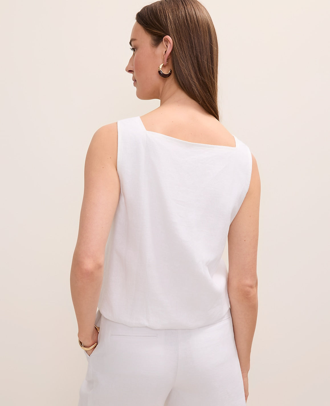 Bubble Hem Top in Linen Blend | Ann Taylor