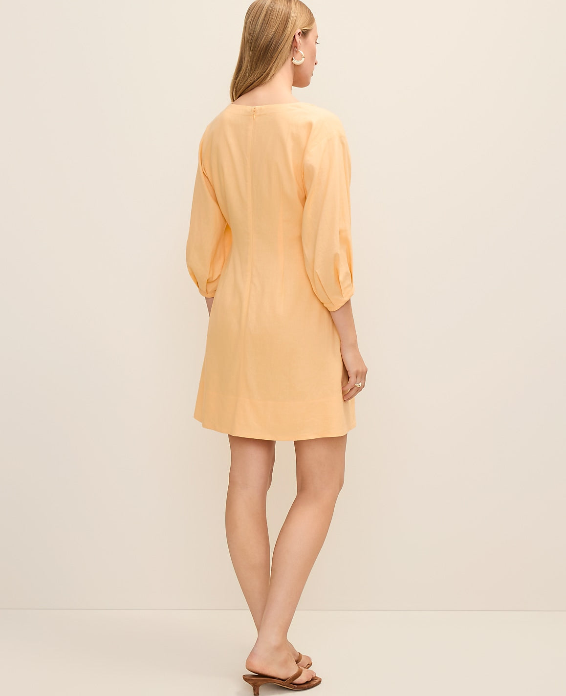 Pintucked Mini Dress in Linen Blend | Ann Taylor
