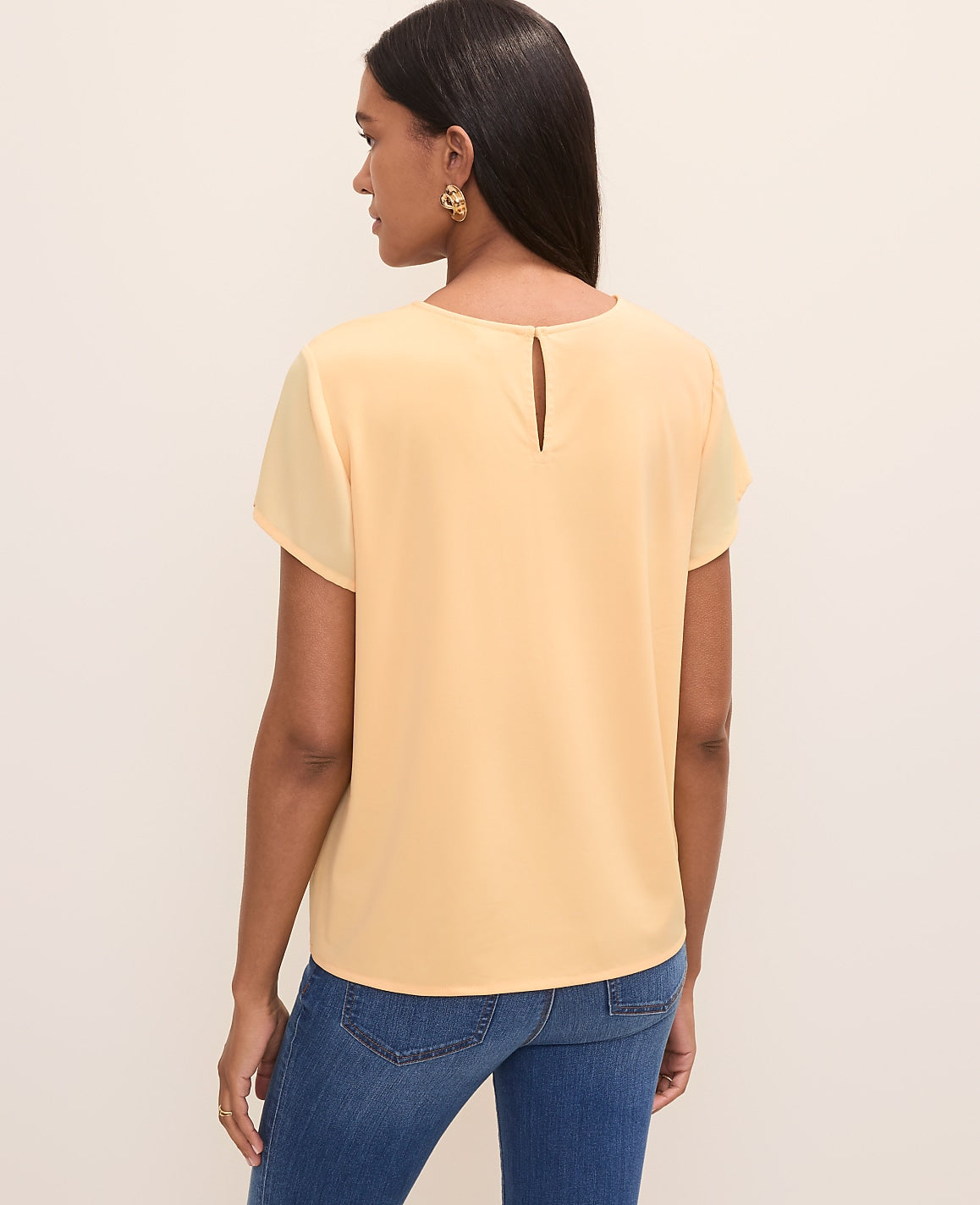Mixed Media Crew Neck Tee | Ann Taylor