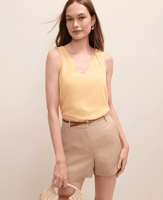 Mixed Media V-Neck Shell | Ann Taylor