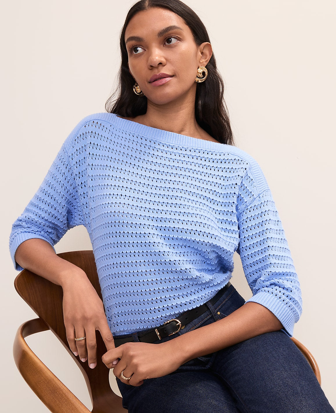 Pointelle Boatneck Sweater | Ann Taylor