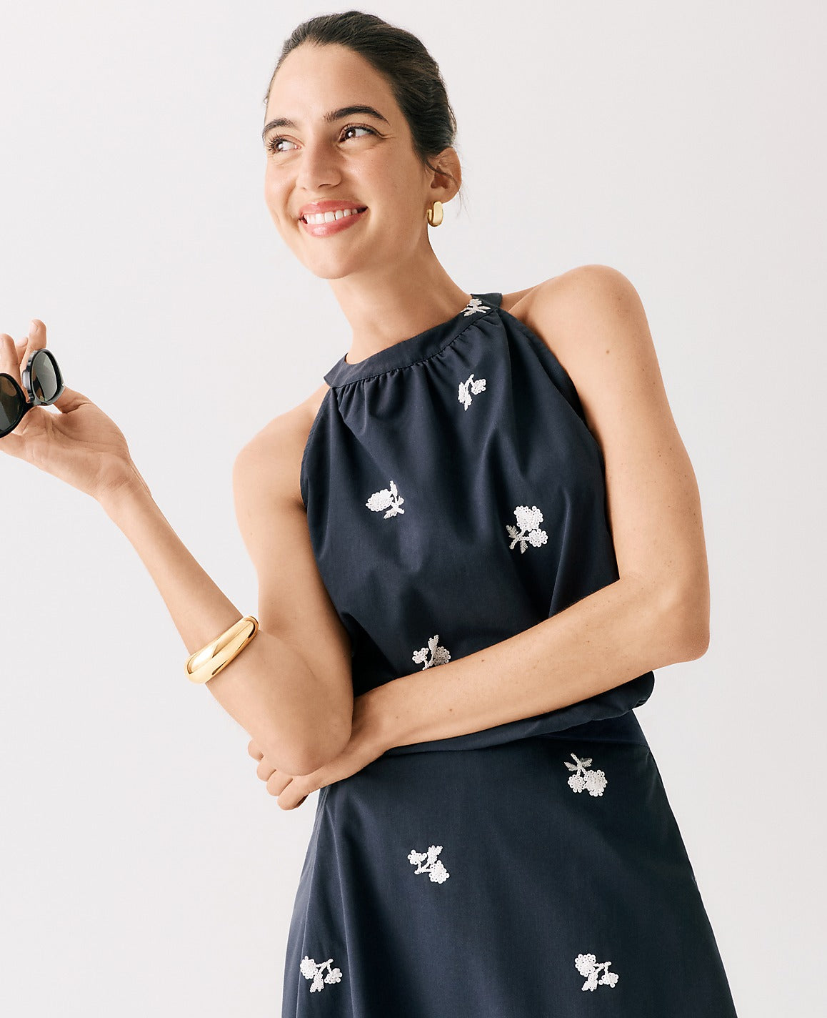 Sequin Embroidered Halter Top | Ann Taylor