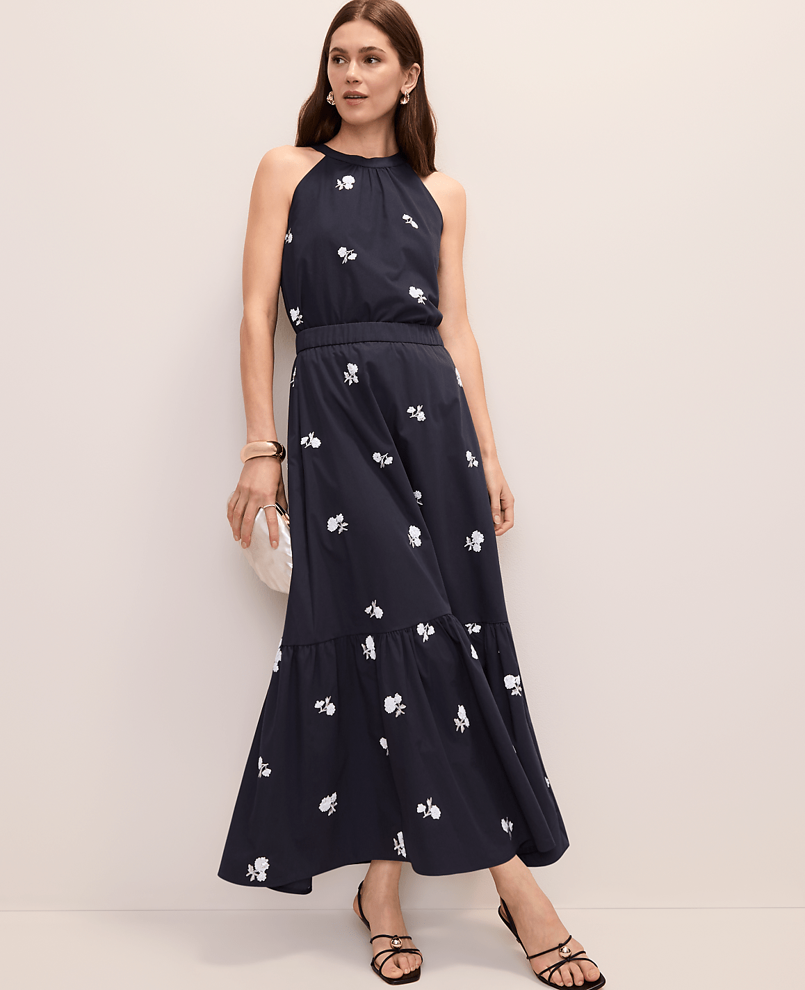 Sequin Embellished Tiered Maxi Skirt | Ann Taylor