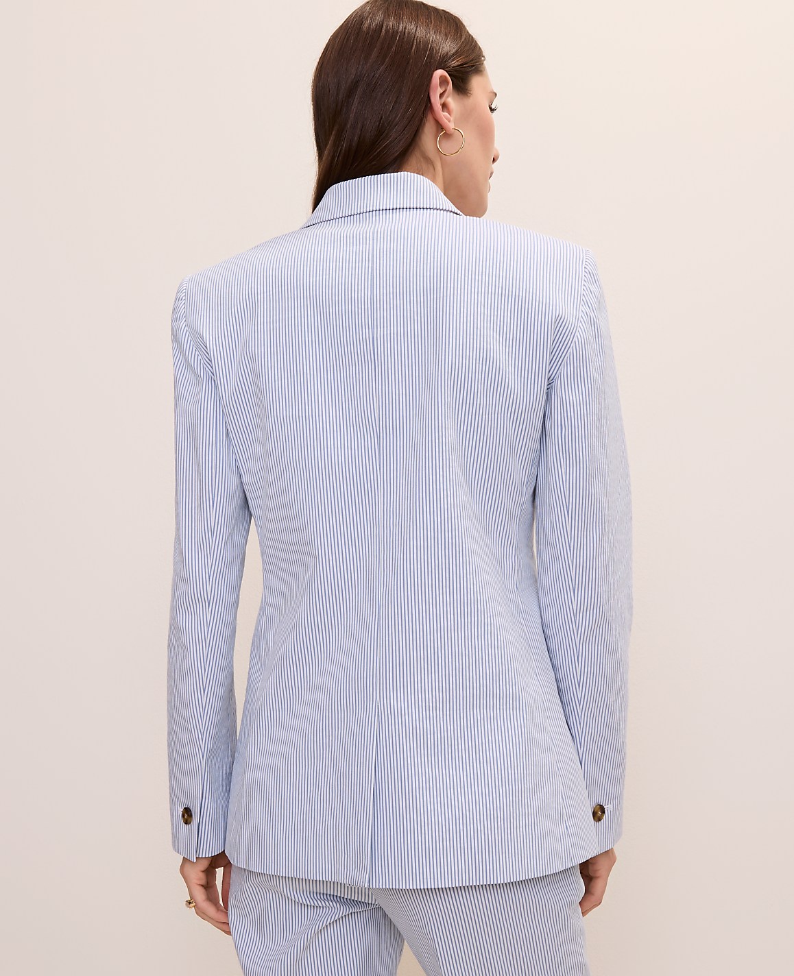 The Long One Button Blazer in Seersucker | Ann Taylor