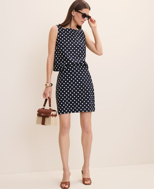Polka Dot A-Line Skirt in Linen Blend | Ann Taylor