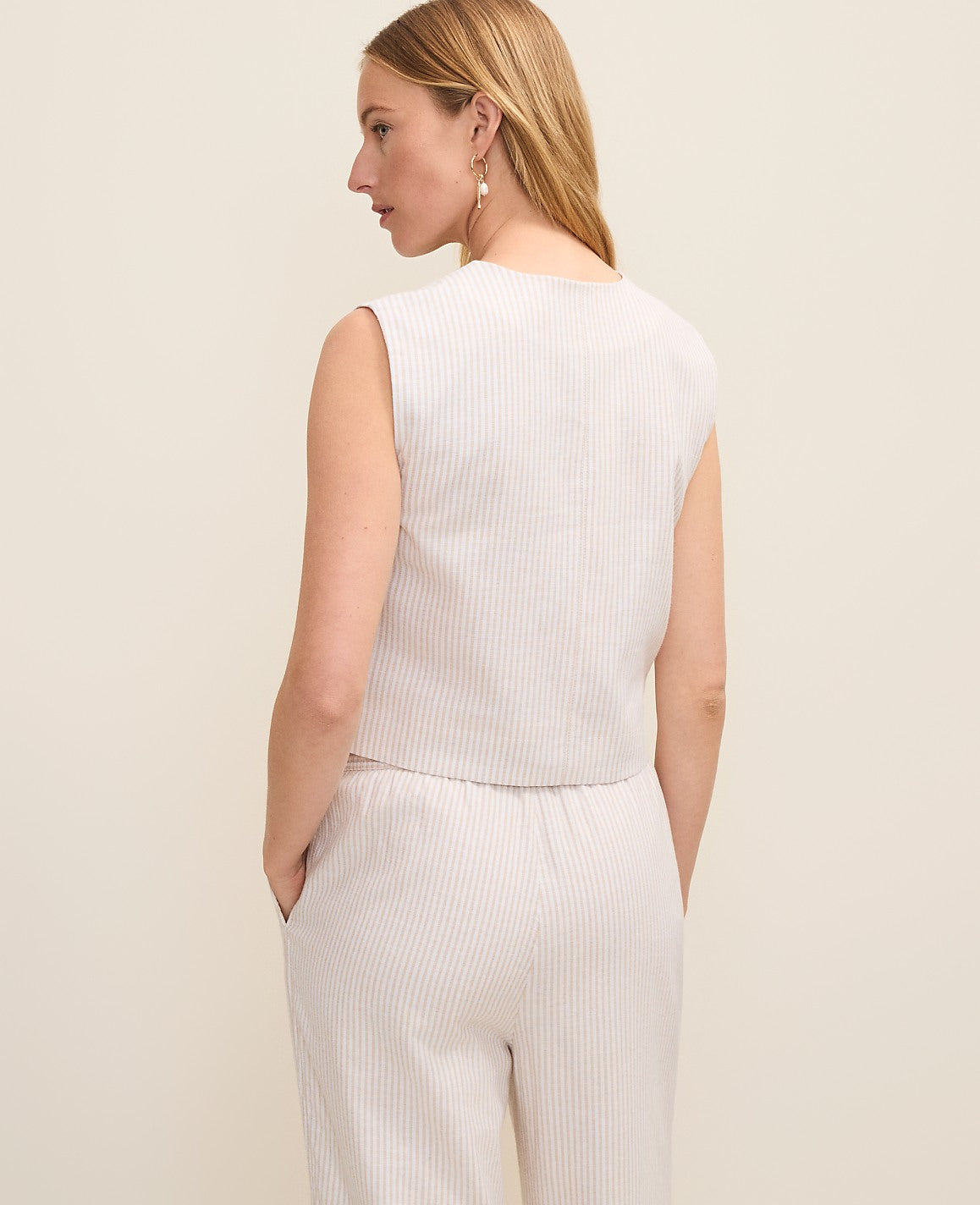 Weekend Striped Vest in Linen Blend | Ann Taylor