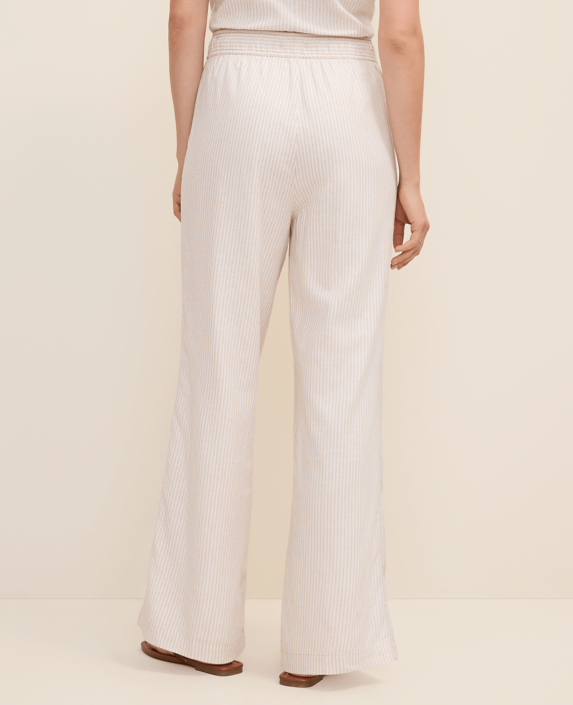 Weekend Striped Easy Fit Wide-Leg Pant in Linen Blend | Ann Taylor