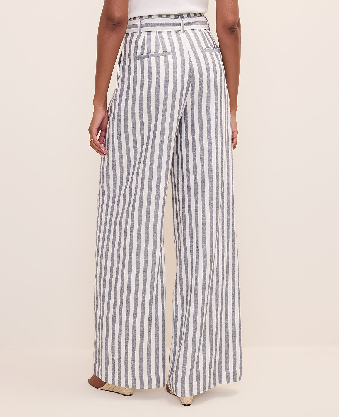 The Striped Paperbag Waist Pant in Linen Blend | Ann Taylor