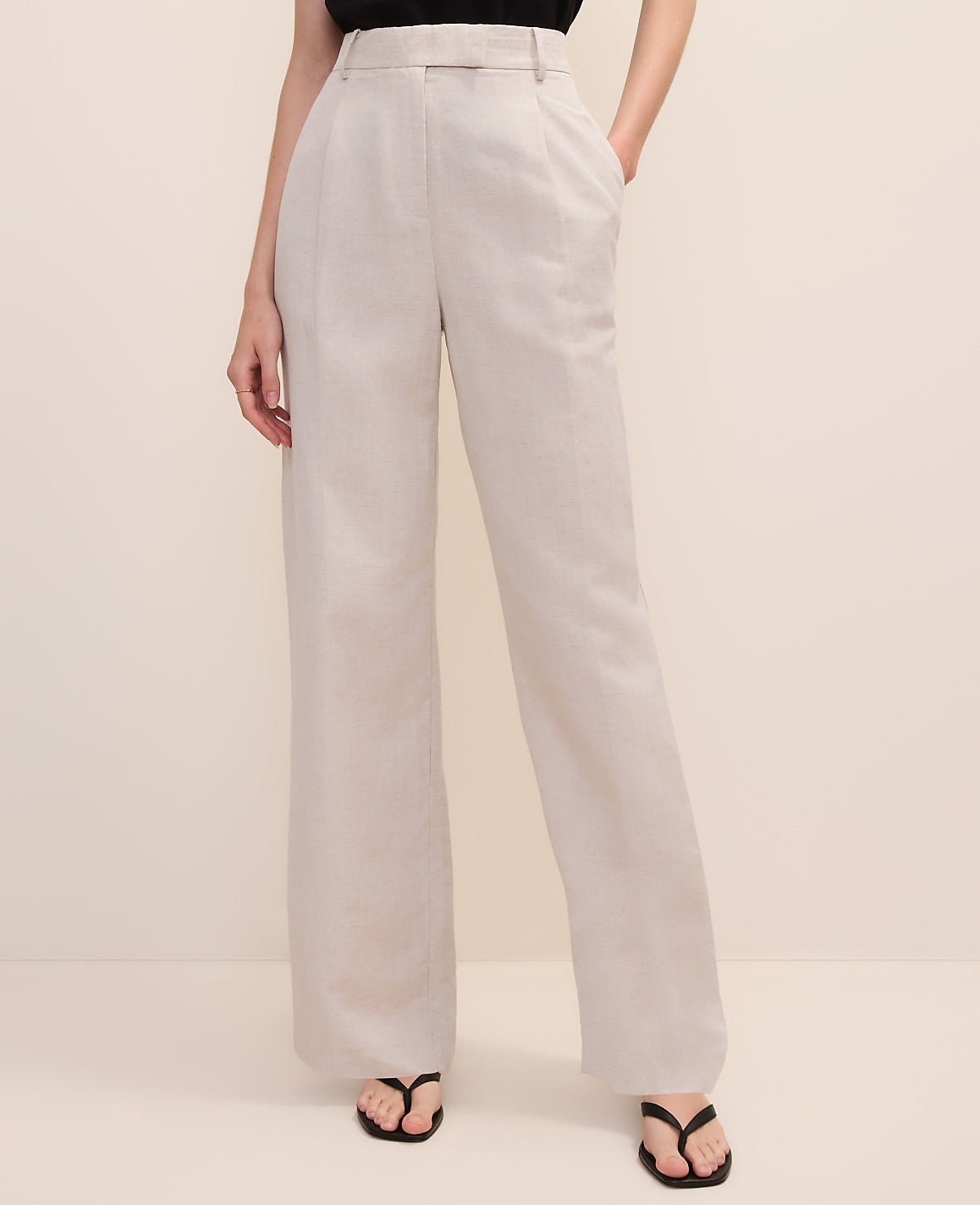 The Pleated Straight Pant in Linen Blend | Ann Taylor