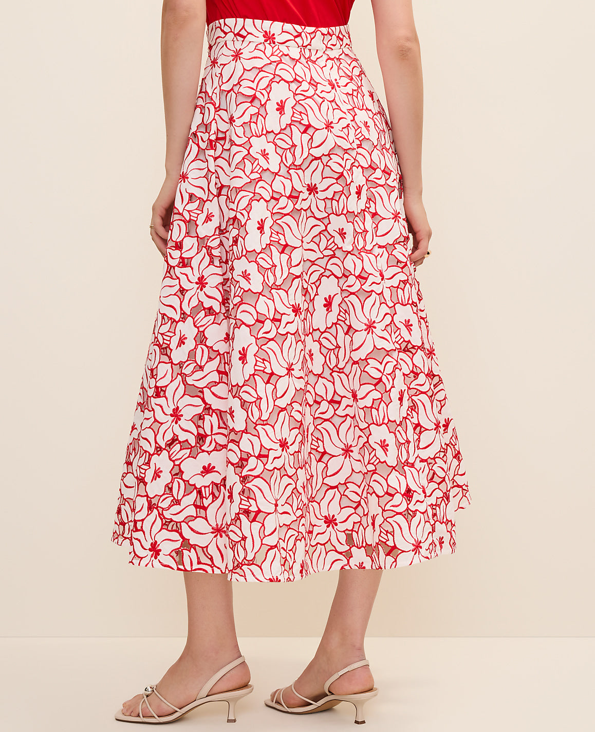 Eyelet Full Midi Skirt | Ann Taylor