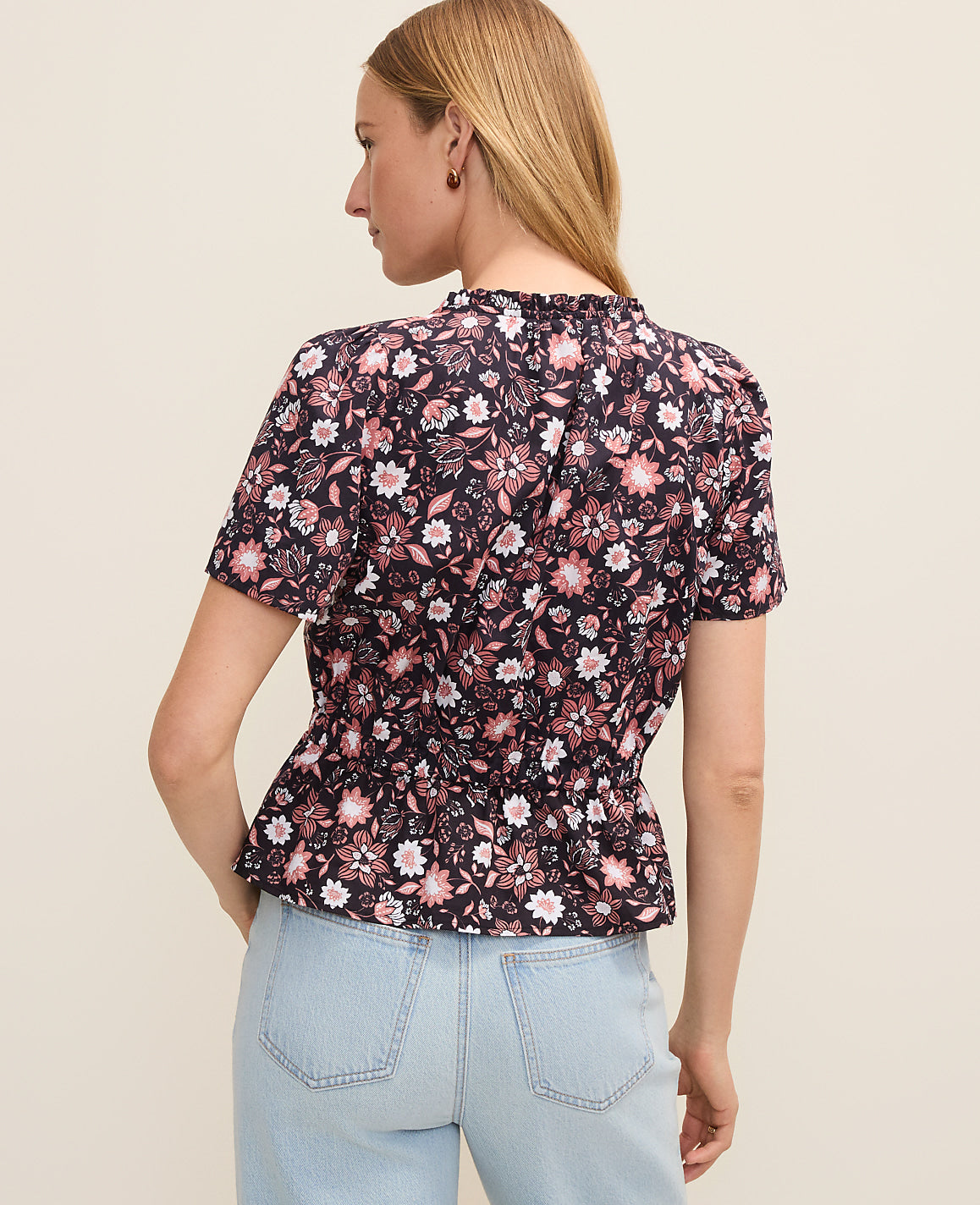 Weekend Floral Gathered Peplum Top | Ann Taylor