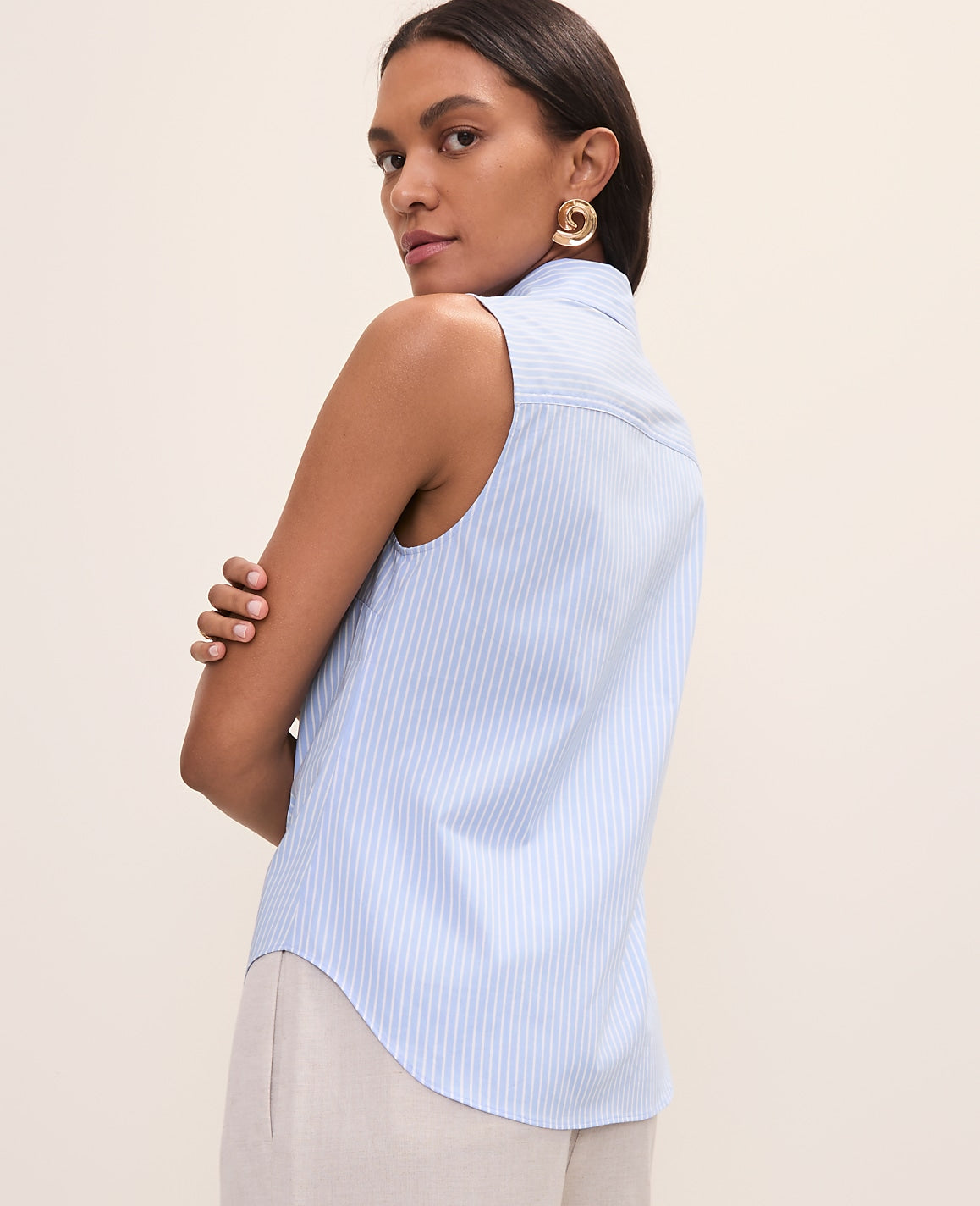 Striped Sleeveless Essential Shirt | Ann Taylor