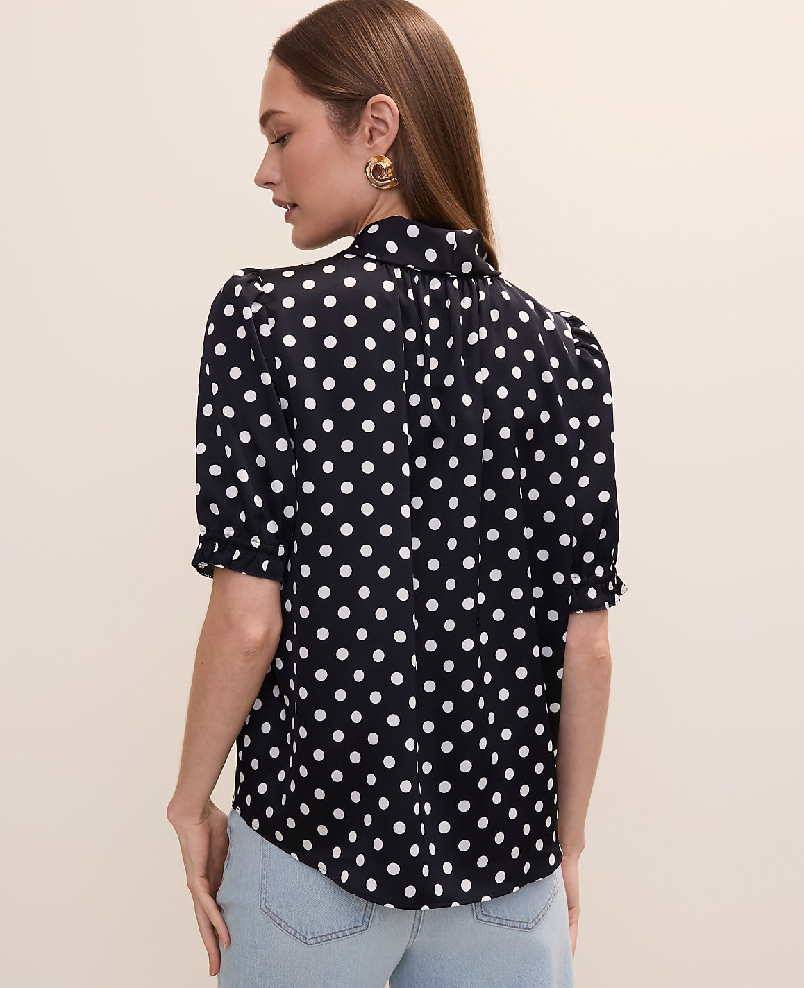 Polka Dot Bow Blouse in Satin | Ann Taylor