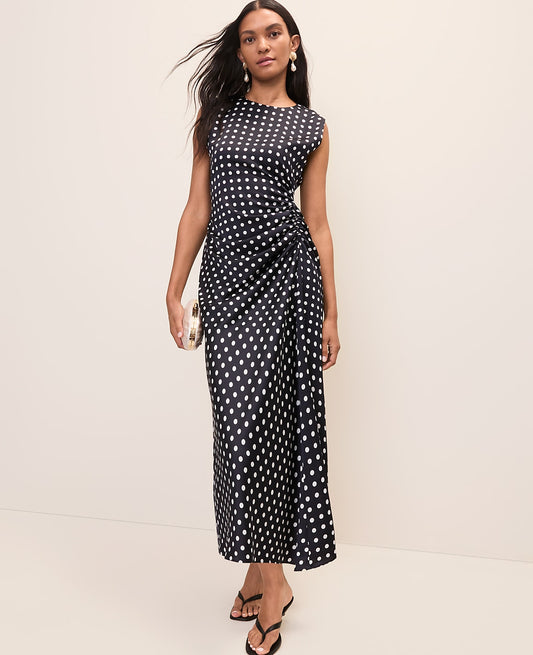 Polka Dot Maxi Dress in Satin | Ann Taylor