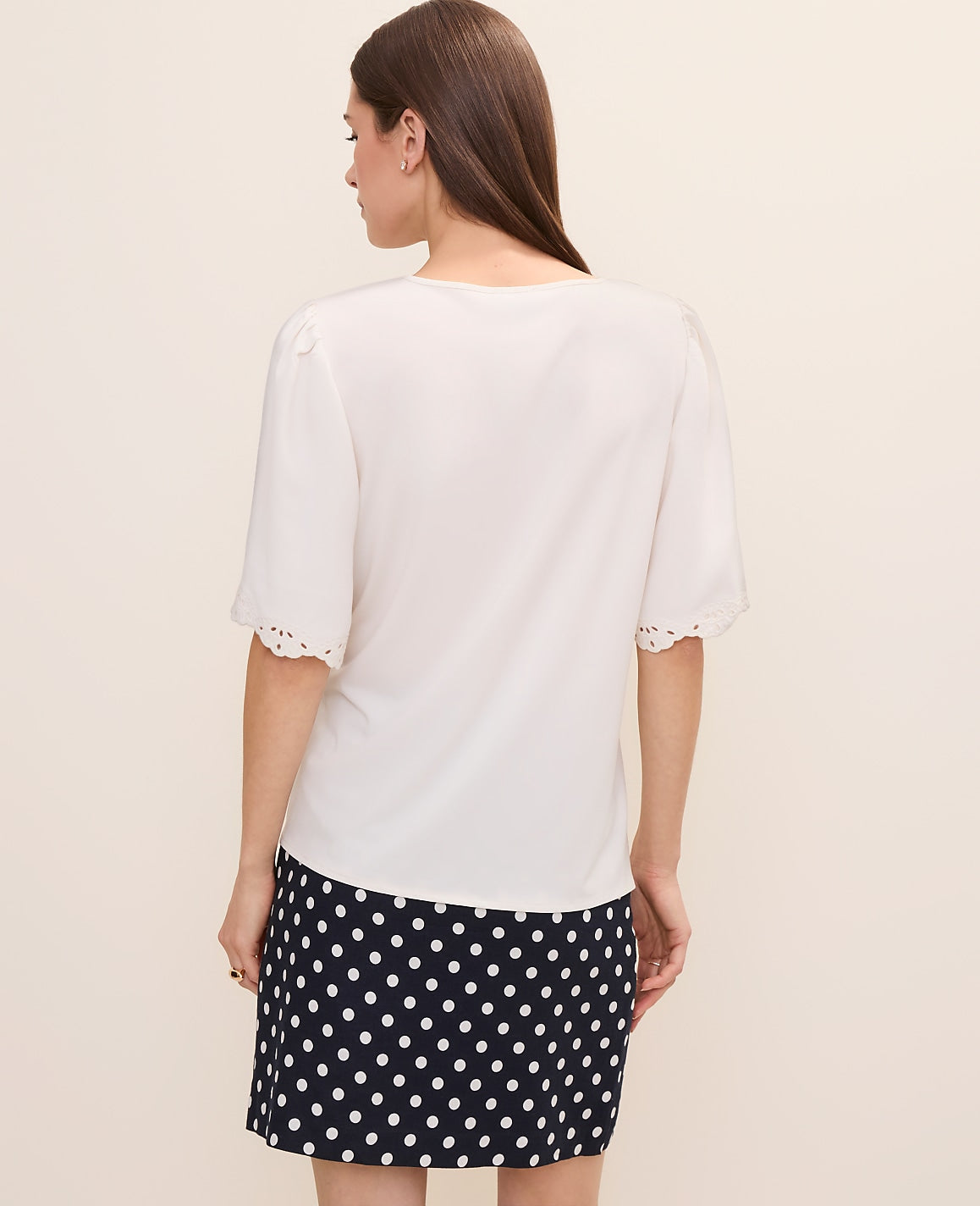 Embroidered Mixed Media Top | Ann Taylor