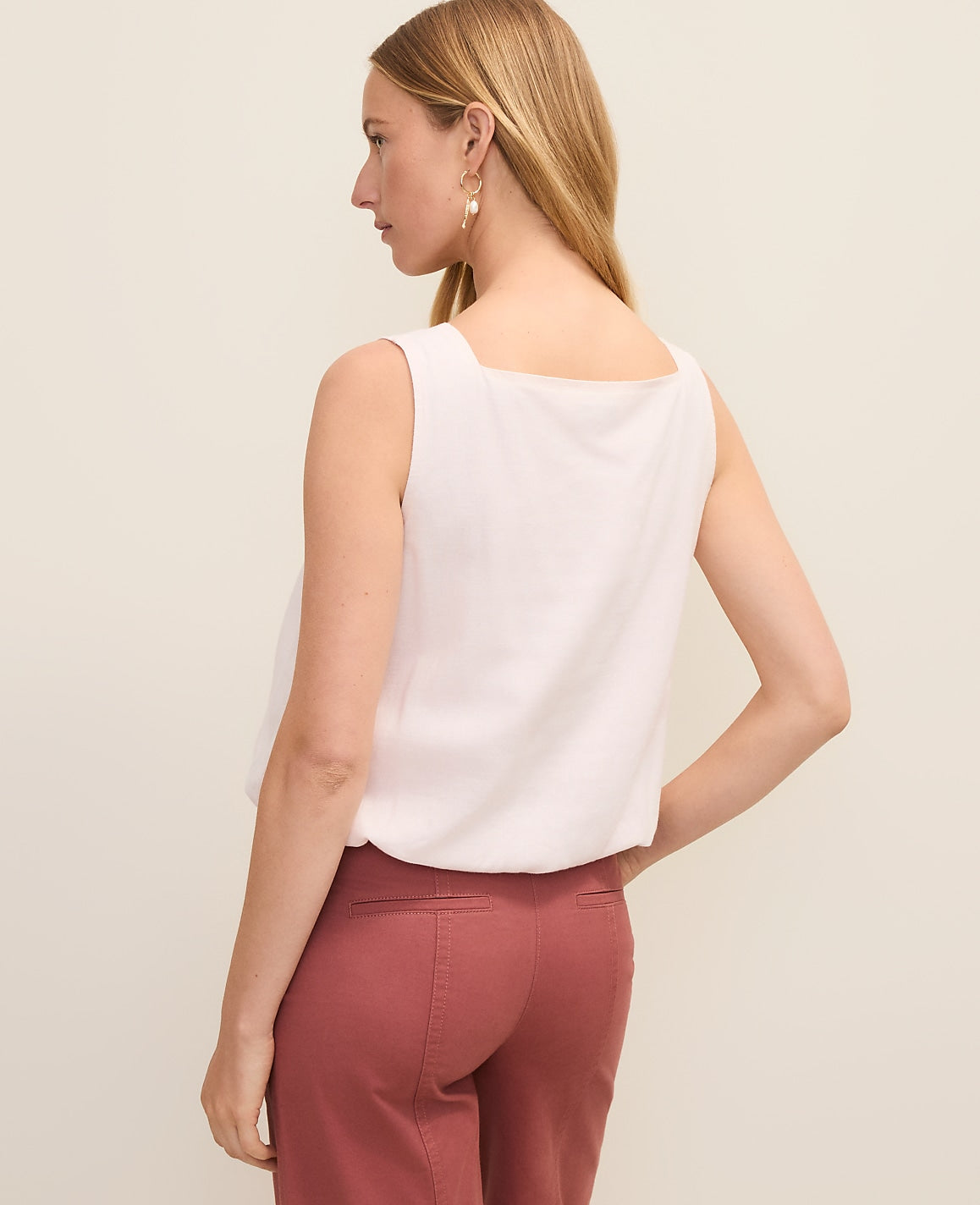 Weekend Bubble Hem Tank Top in Linen Blend | Ann Taylor