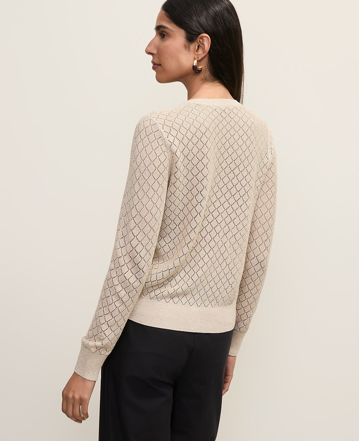 Metallic Pointelle Stitch Ann Cardigan | Ann Taylor