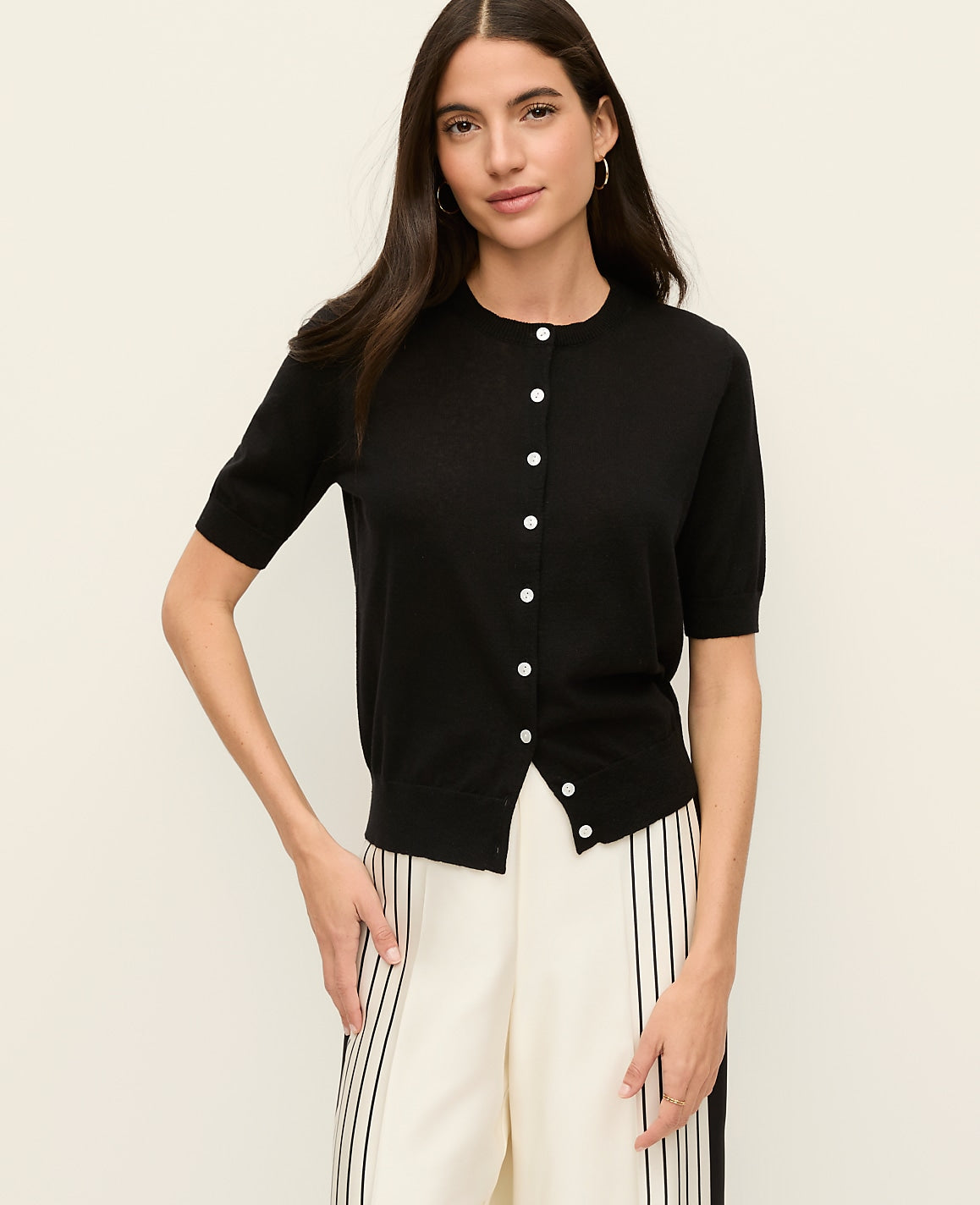 Short Sleeve Linen Ann Cardigan | Ann Taylor