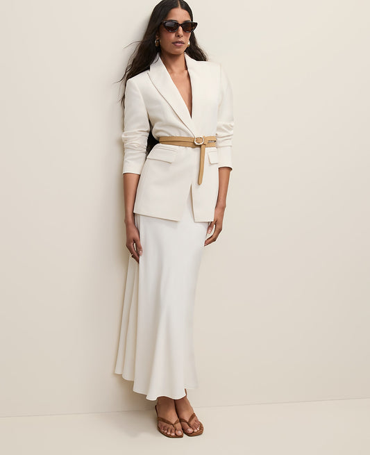 The Fitted Long Blazer in Fluid Crepe | Ann Taylor