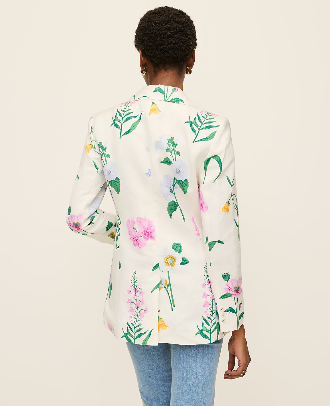 The Long Single Button Blazer in Floral Linen Blend | Ann Taylor