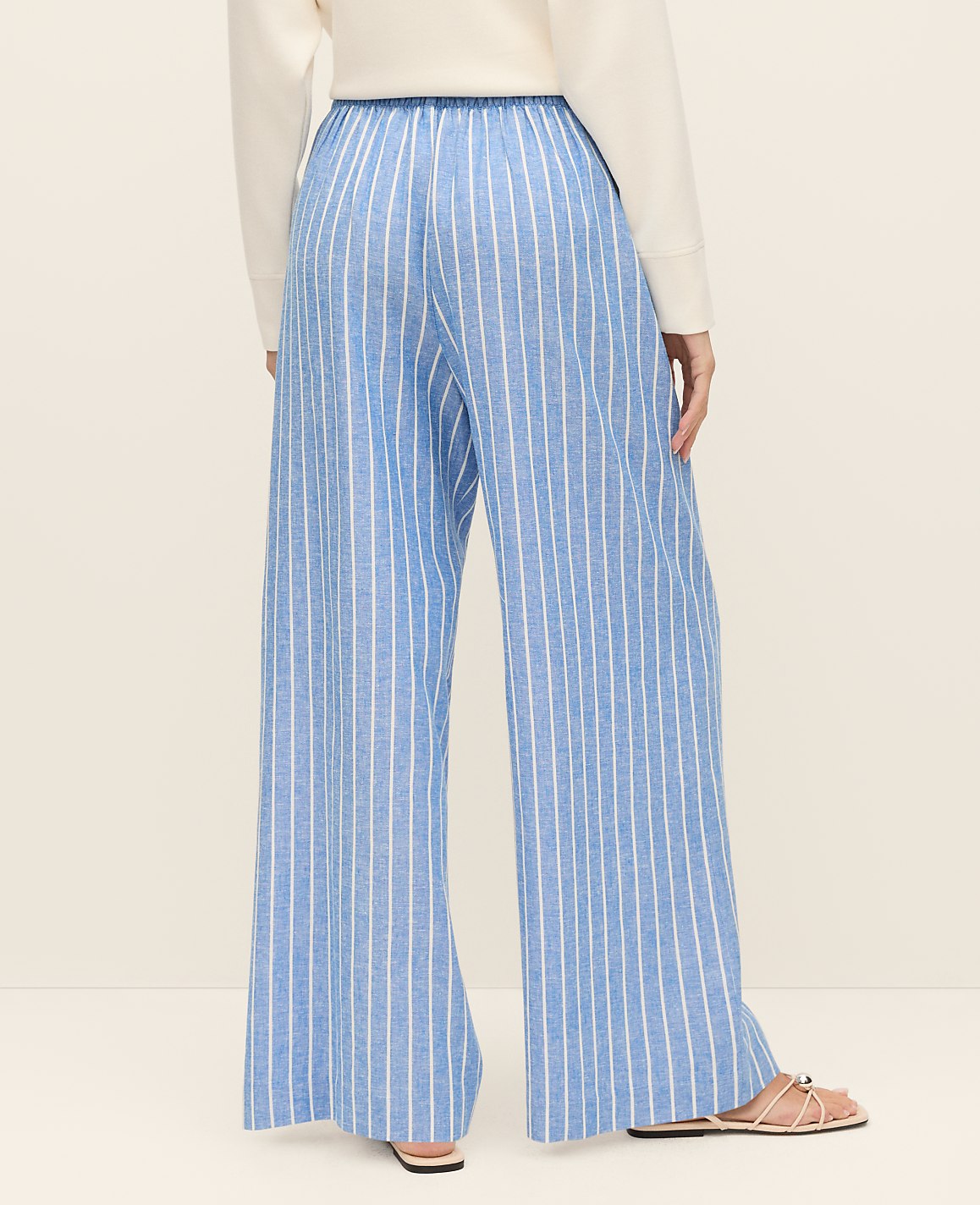 Weekend Striped Easy Fit Wide-Leg Pant | Ann Taylor