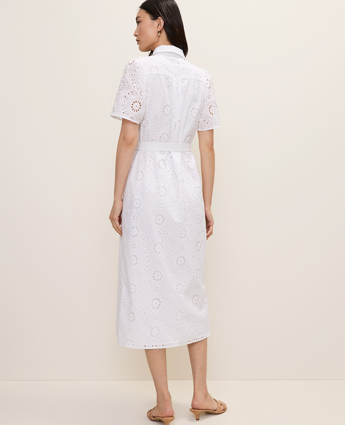 Eyelet Collared Midi Shirtdress | Ann Taylor