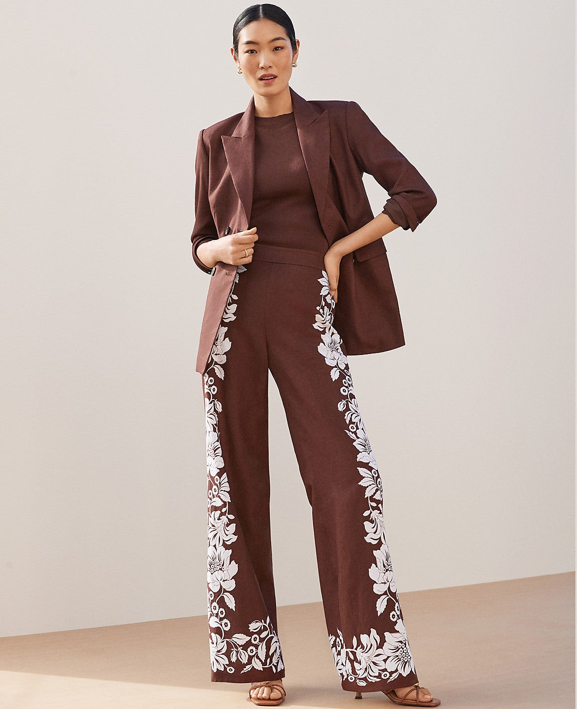 The Easy Wide-Leg Pant in Floral Linen Blend | Ann Taylor