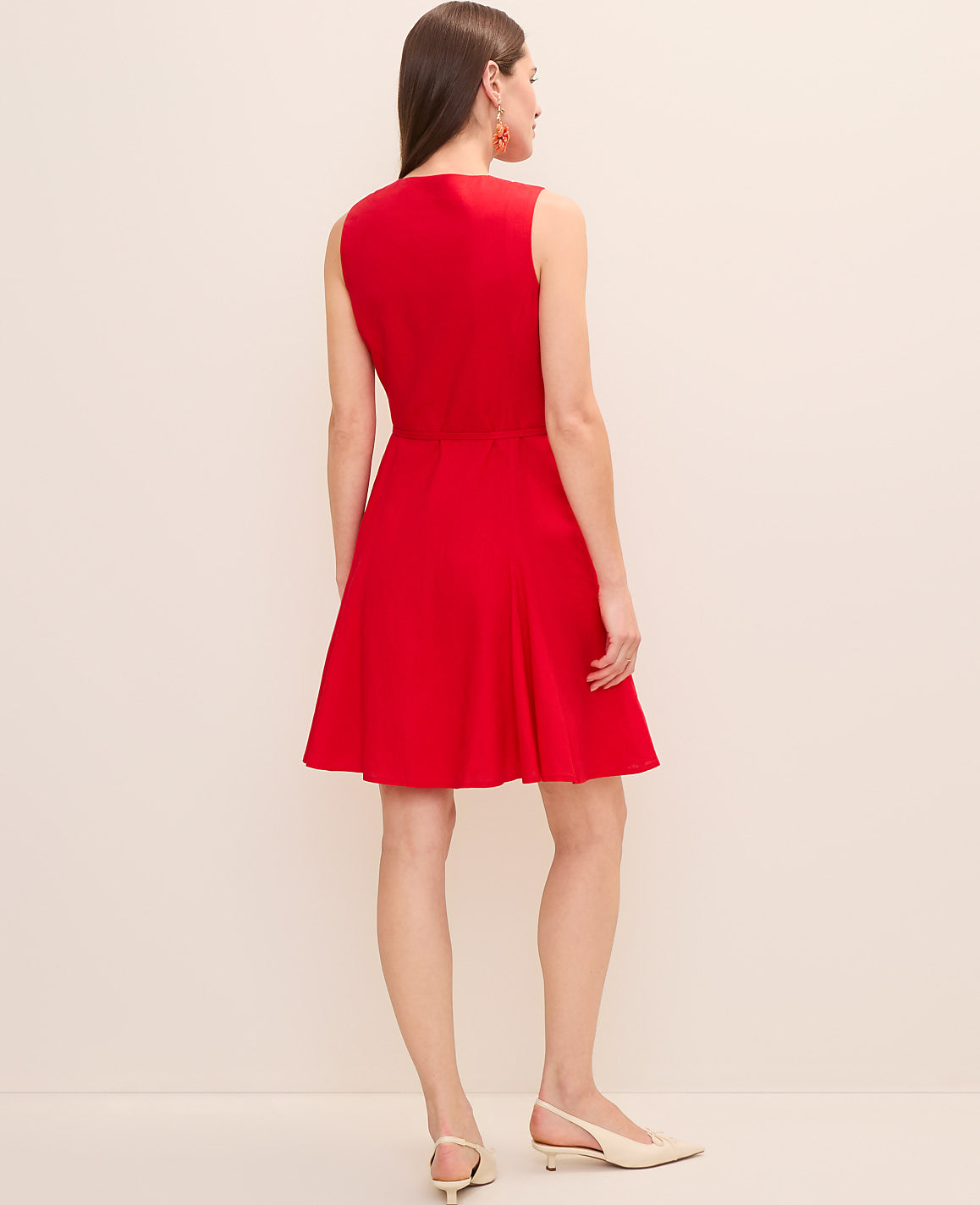 Linen Blend Flare Dress | Ann Taylor