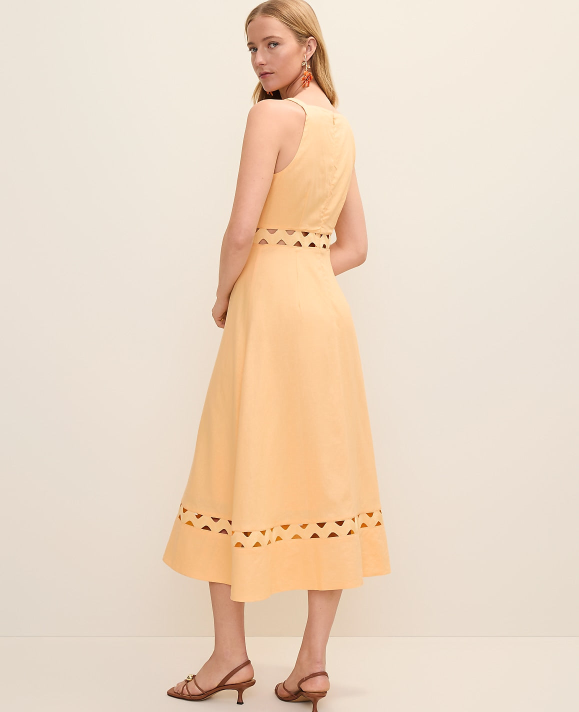 Ric Rac Cutout Dress in Linen Blend | Ann Taylor