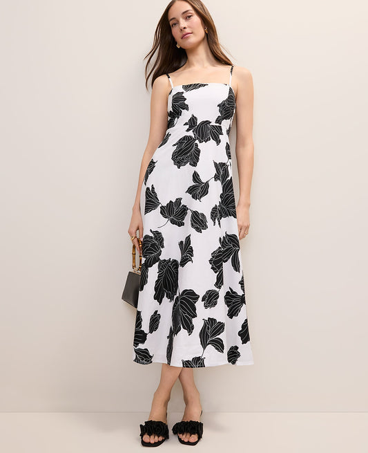 Floral Midi Dress in Linen Blend | Ann Taylor
