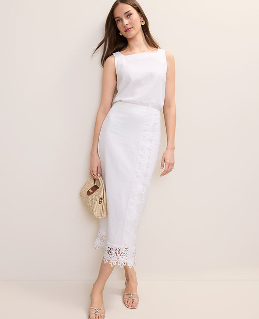 Wrap Midi Skirt in Linen Blend | Ann Taylor