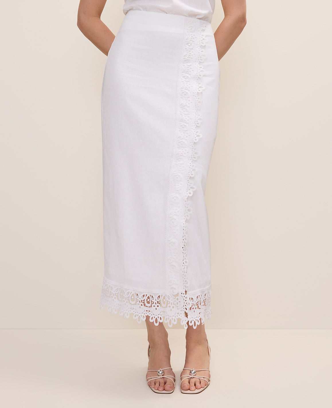 Wrap Midi Skirt in Linen Blend | Ann Taylor