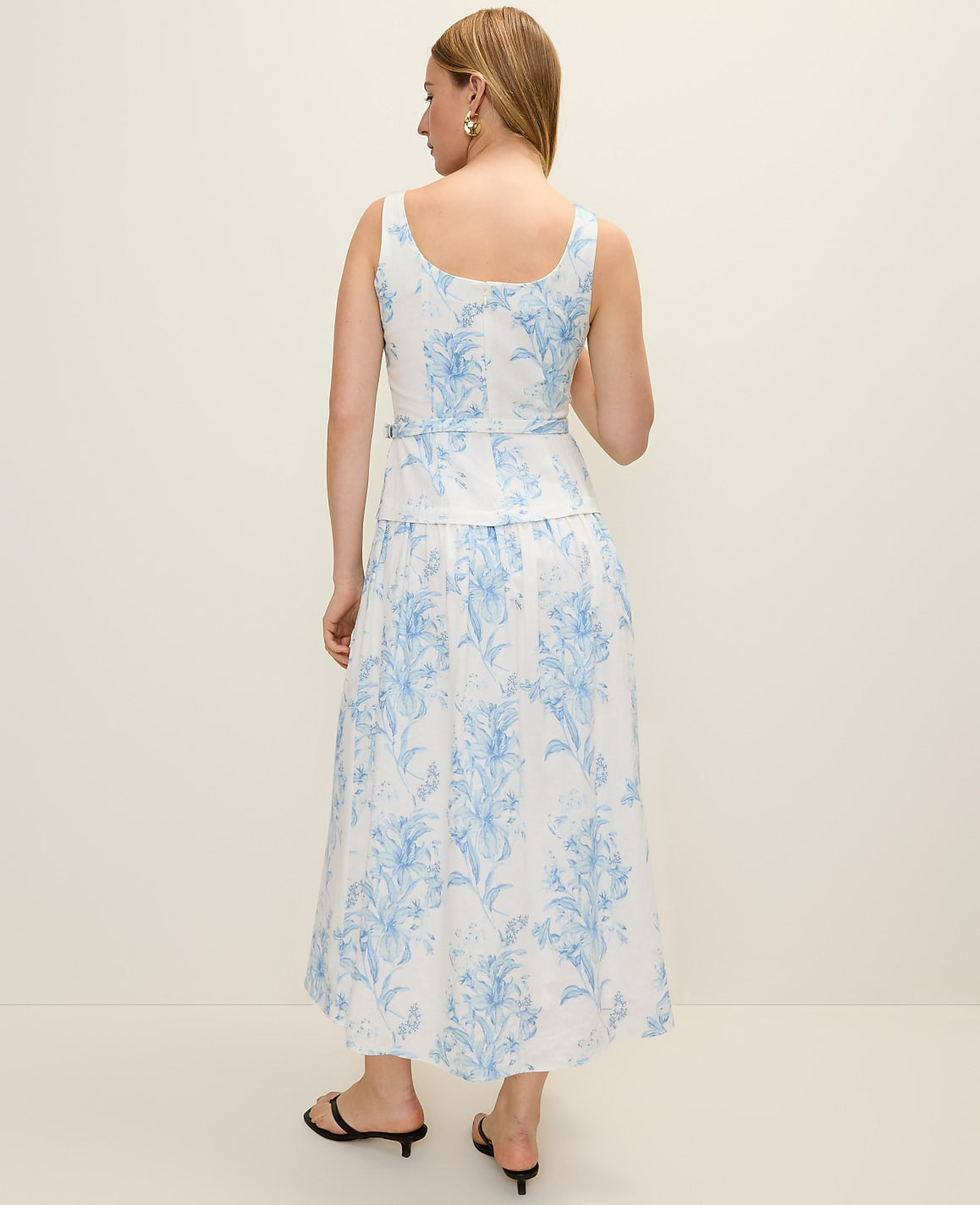 Floral Belted Flare Midi Dress | Ann Taylor