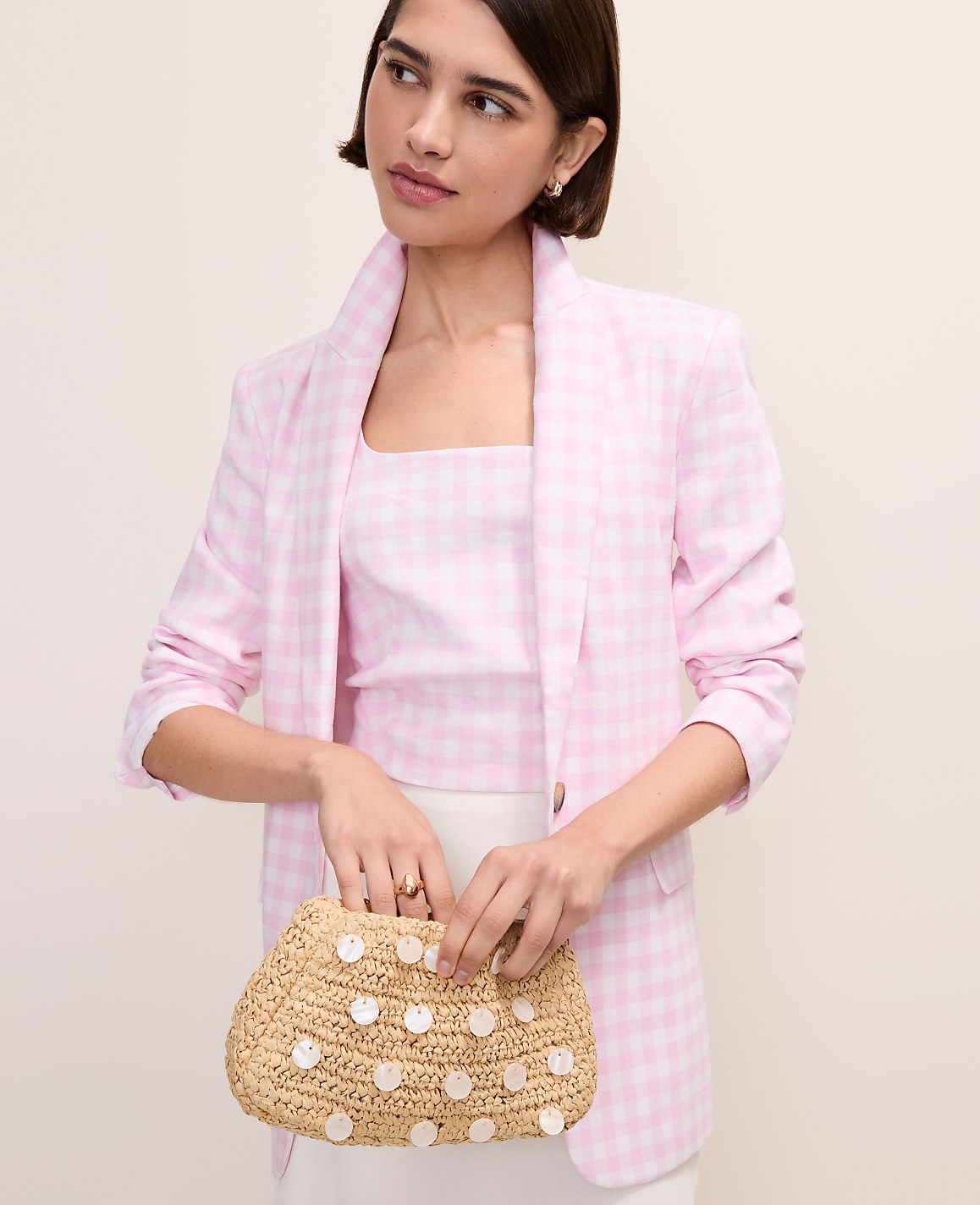The Gingham Longline Blazer | Ann Taylor