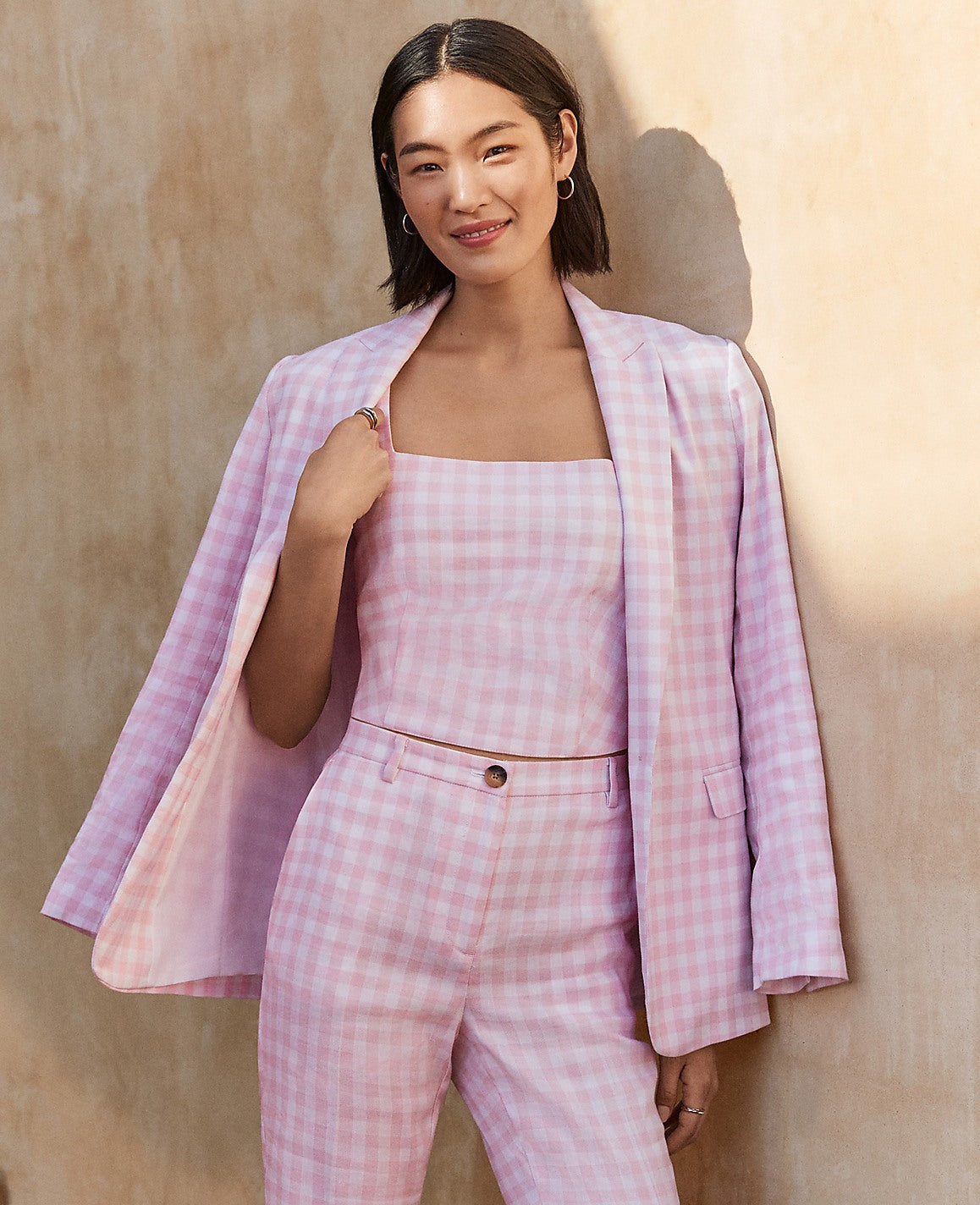 The Gingham Longline Blazer | Ann Taylor