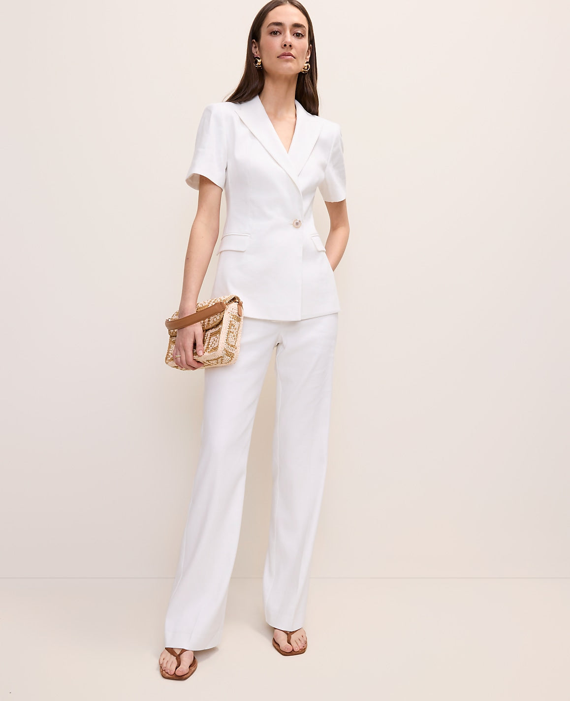 The High Rise Trouser in Linen Blend | Ann Taylor