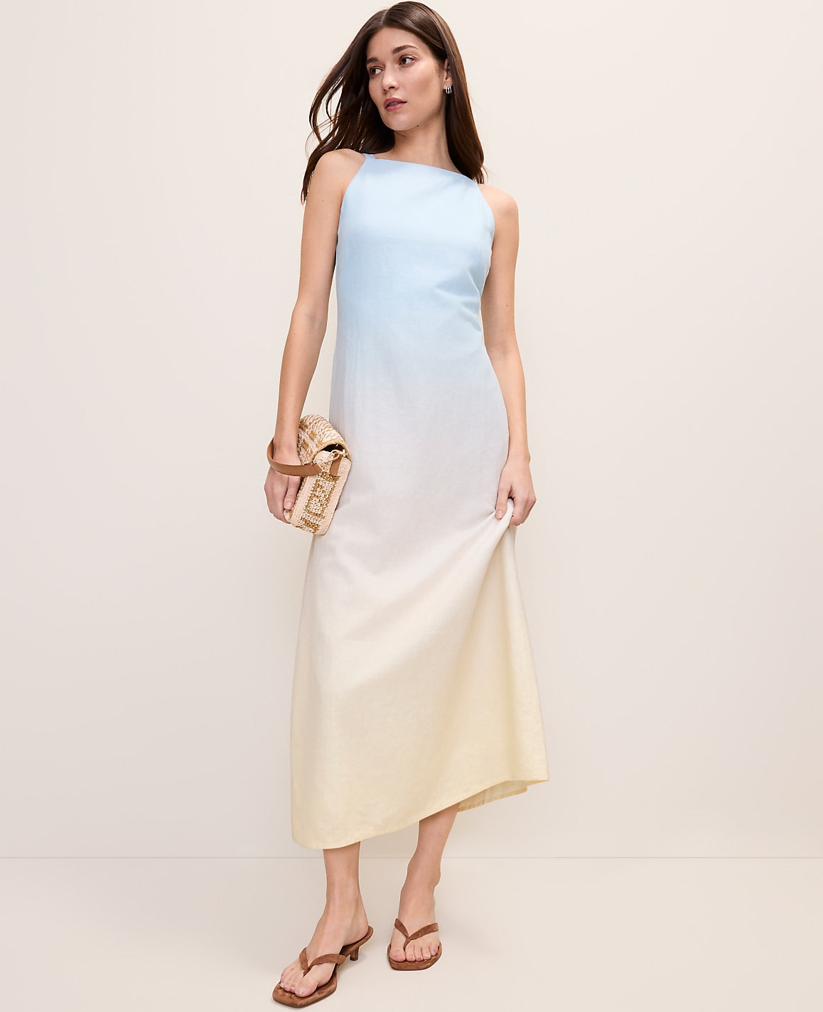 Weekend Ombré Midi Dress in Linen Blend | Ann Taylor