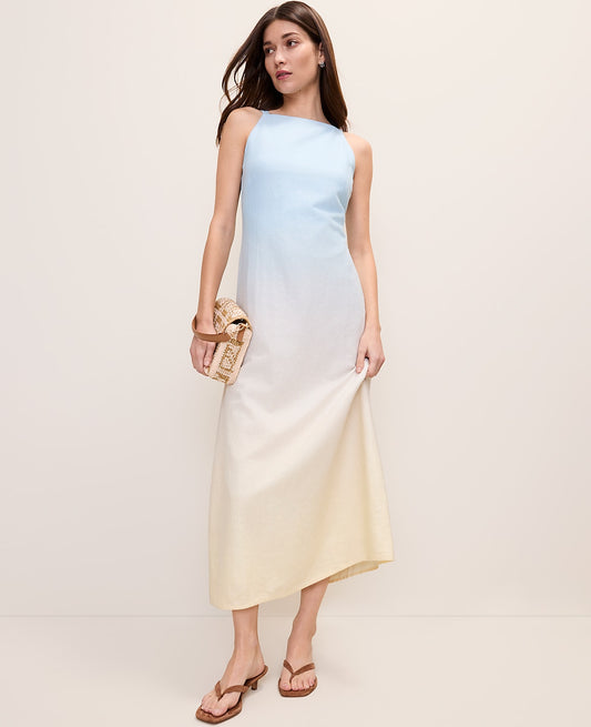 Weekend Ombré Midi Dress in Linen Blend | Ann Taylor