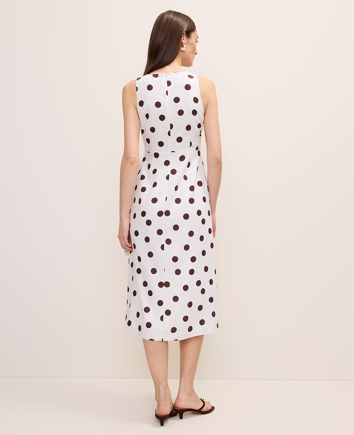 Polka Dot Linen Blend Sheath Dress | Ann Taylor