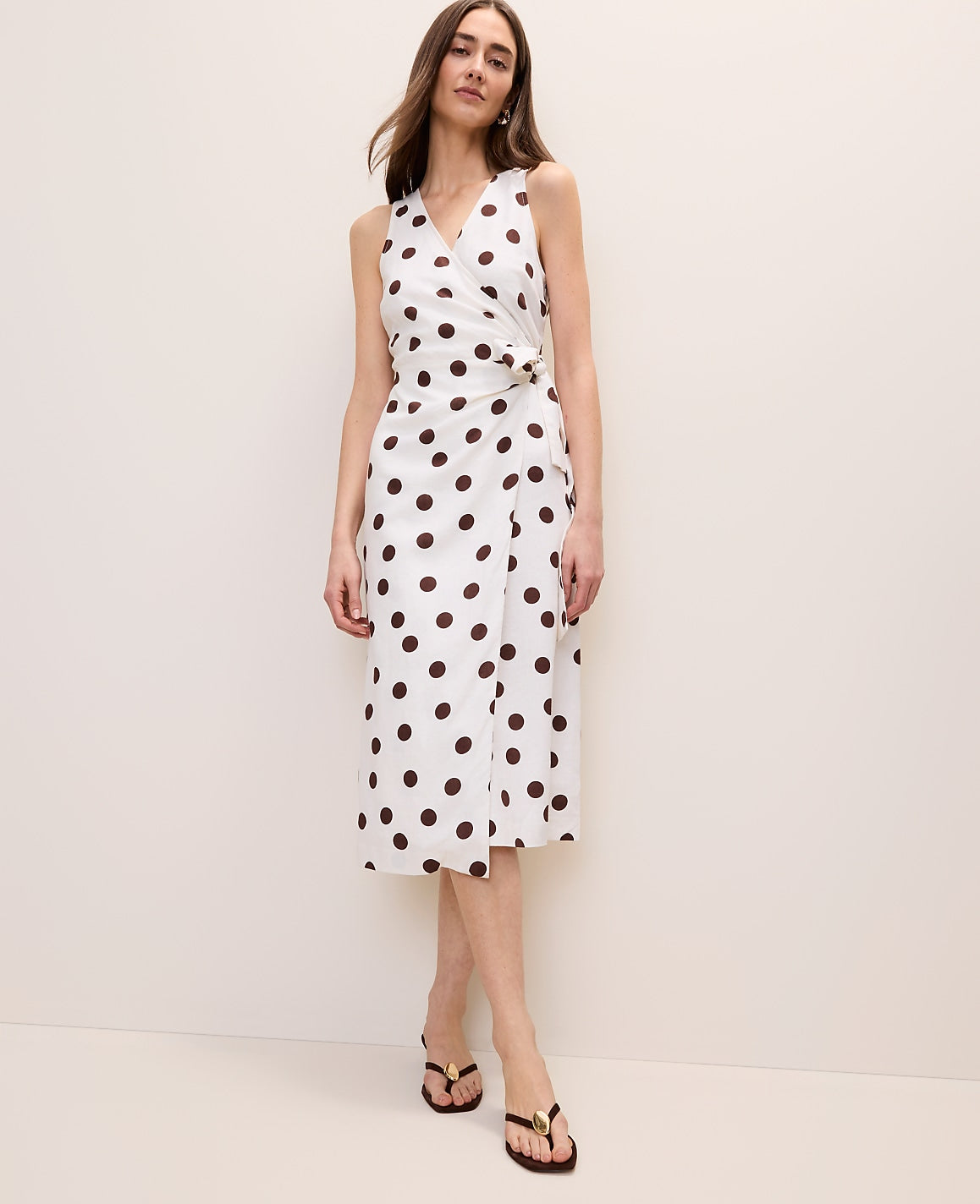 Polka Dot Linen Blend Sheath Dress | Ann Taylor