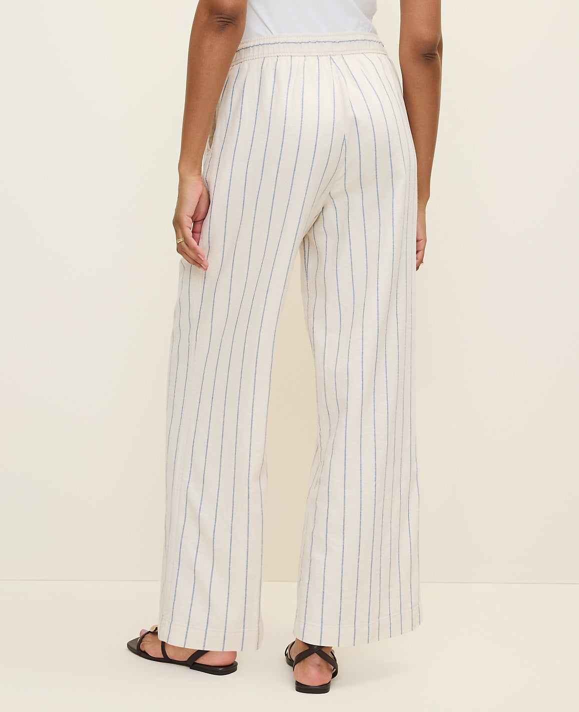 Weekend Striped Easy Fit Wide-Leg Pant in Linen Blend | Ann Taylor