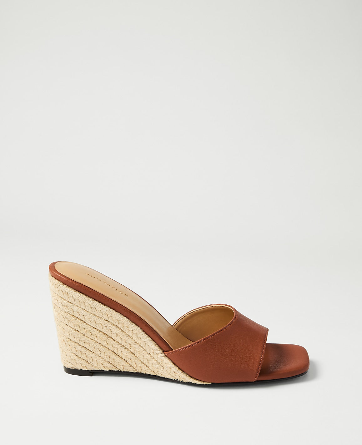 Leather Straw Wedge Sandal | Ann Taylor