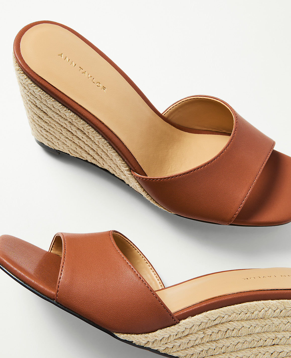 Leather Straw Wedge Sandal | Ann Taylor