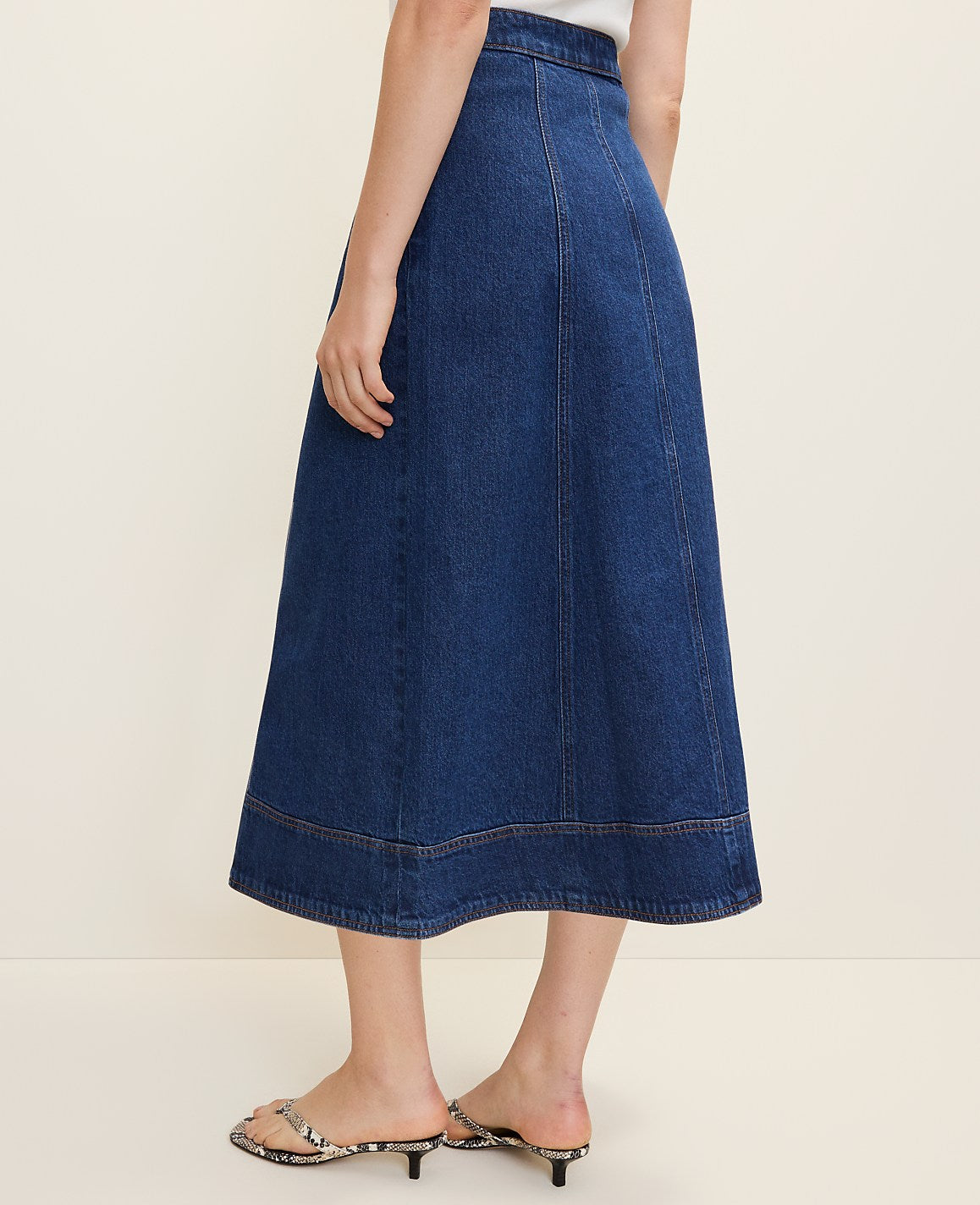 Buttoned Denim Midi Skirt | Ann Taylor