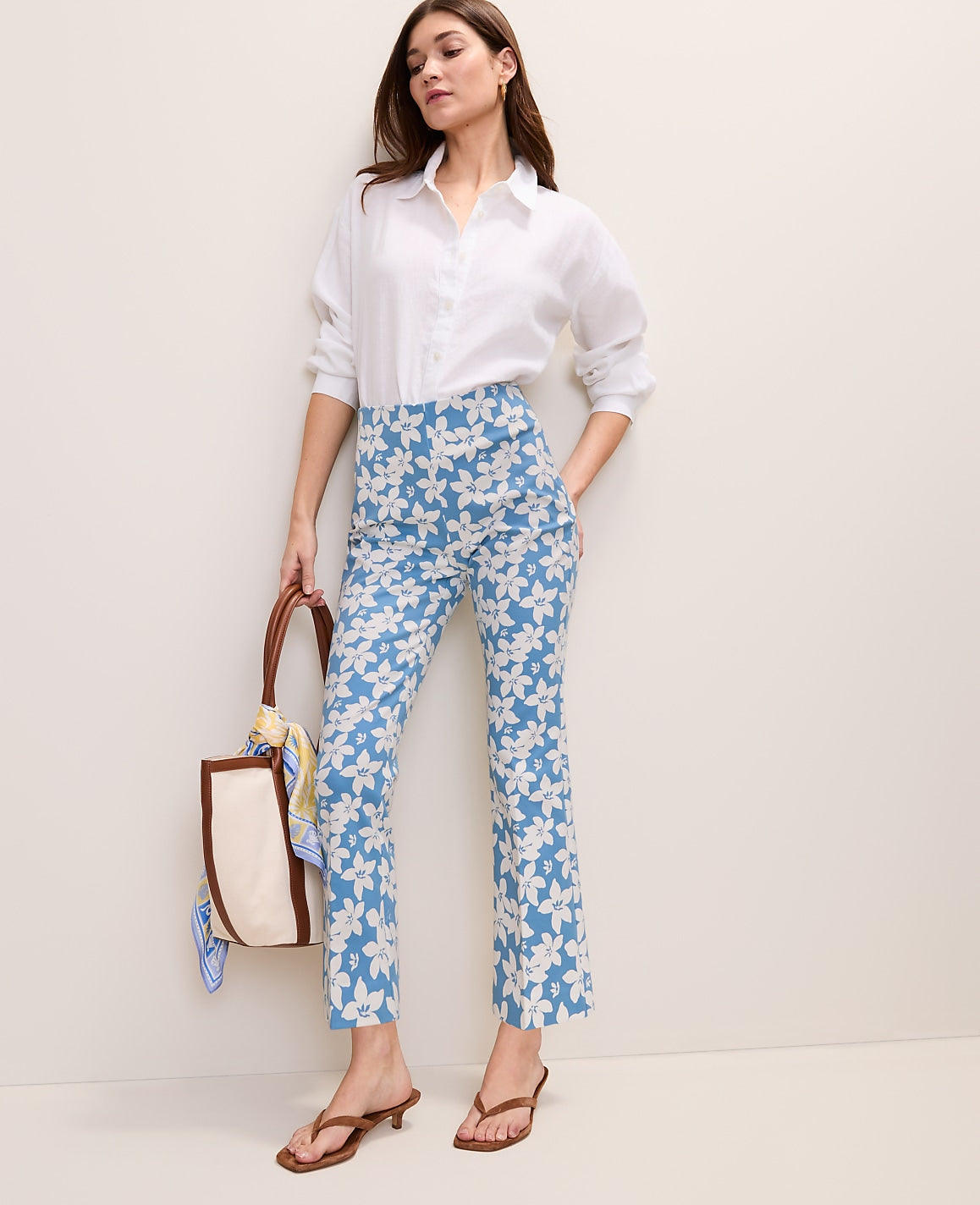 The Flare Ankle Pant in Floral Print | Ann Taylor