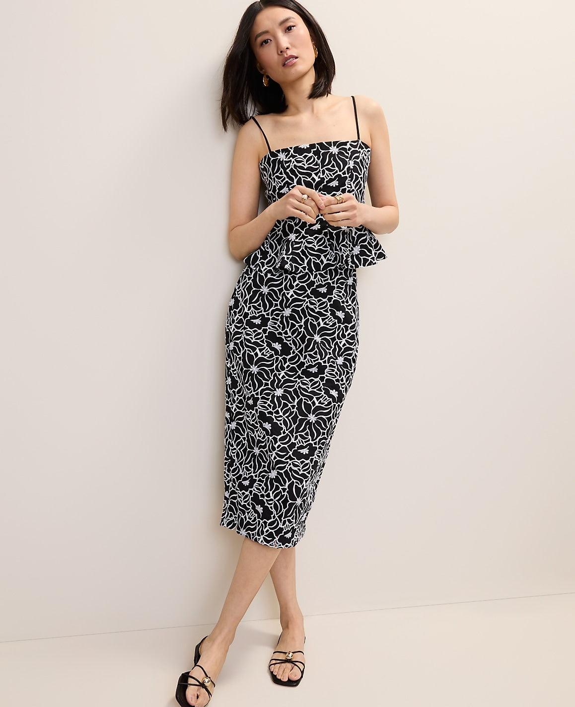 Embroidered Column Midi Skirt | Ann Taylor